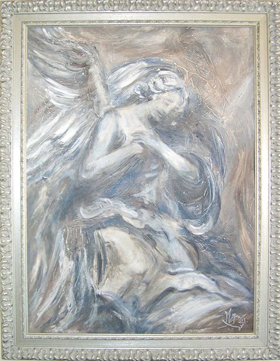 Framed painting/canvas: Inspiration from a statue in Amiens Cathedral