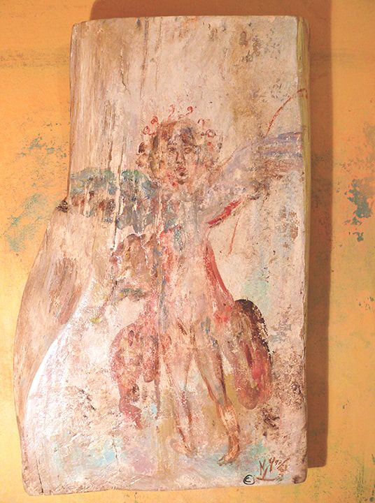 Pompeian angel on oak board (heavy)